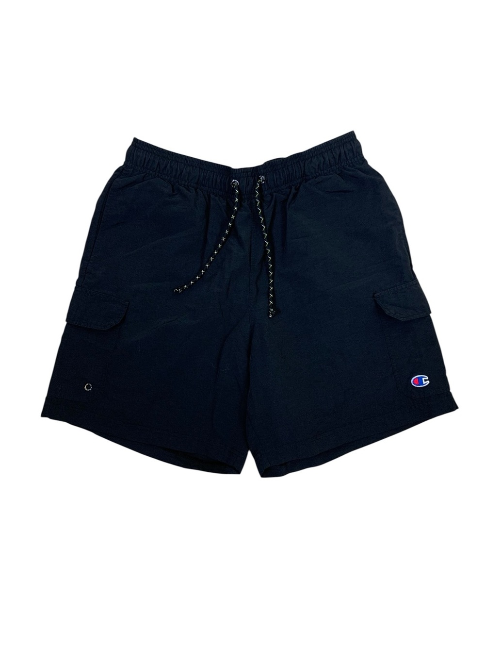 Champion‎ Black Cargo Athletic Shorts Drawstring Logo Pocket Activewear Medium